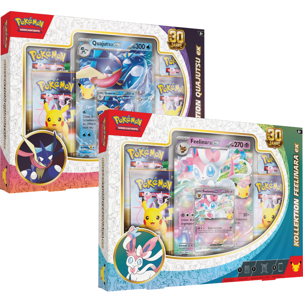 Pokemon 30 Jahre Feelinara EX & Quajutsu EX Kollektion Set DEUTSCH VORBESTELLUNG