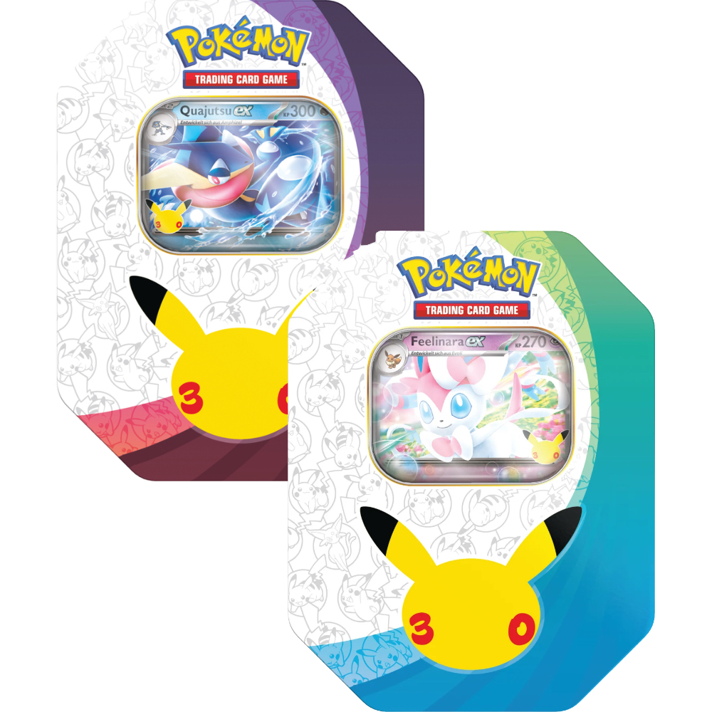 Pokemon 30 Jahre Feelinara EX & Quajutsu EX Tin Box Set DEUTSCH VORBESTELLUNG